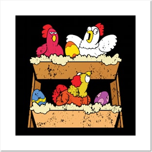 Retro Vintage Grunge Easter Chicken Posters and Art